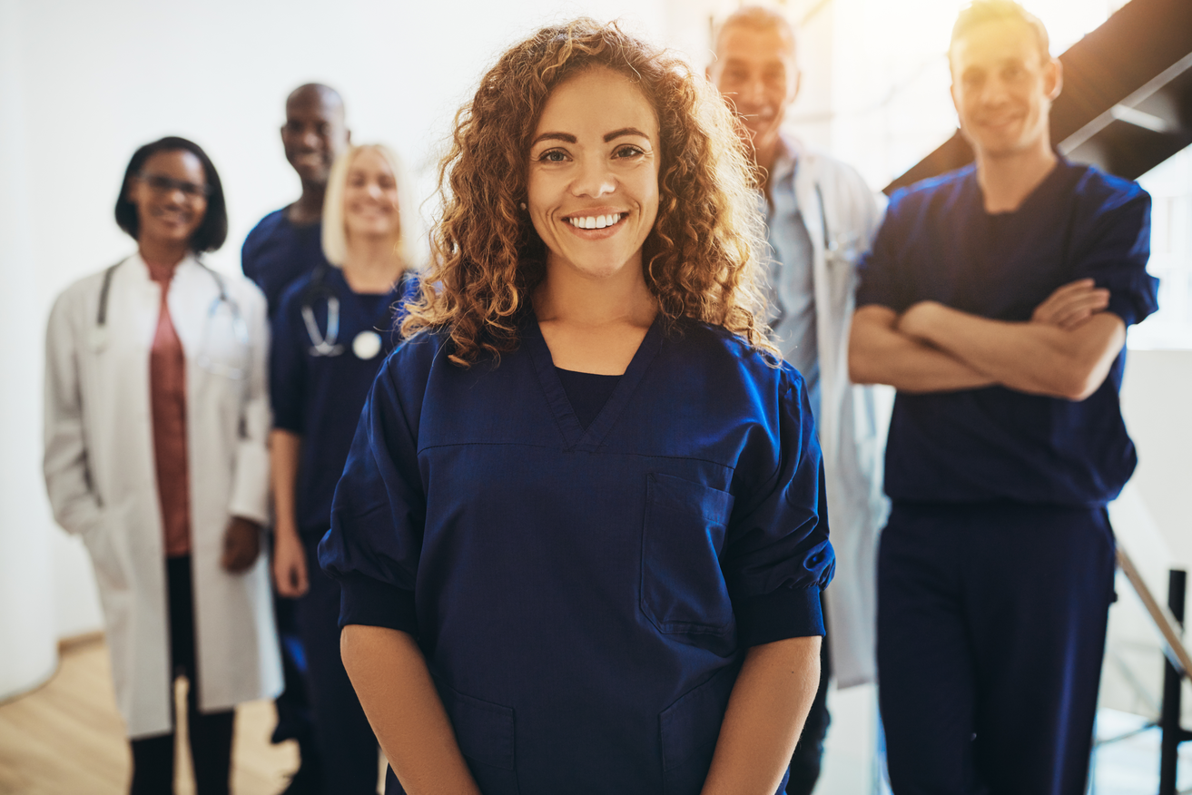 A diverse group of health care professionals