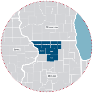 A map of Illinois Counties in 2021