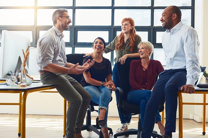 A group of co-workers having an informal meeting