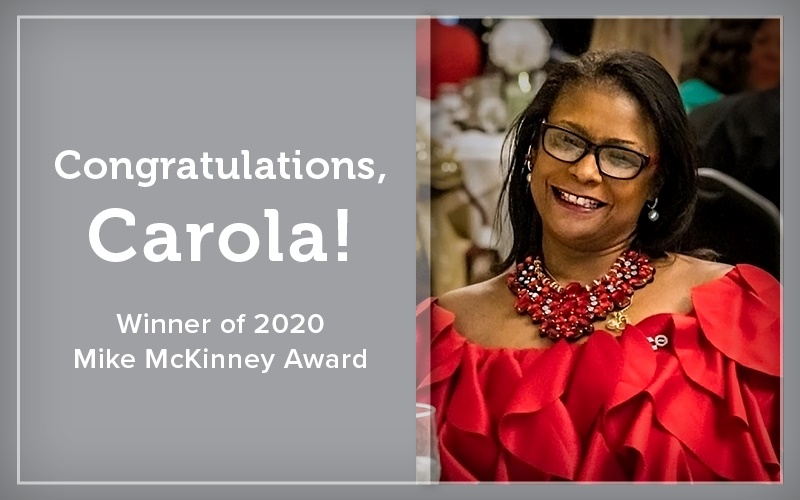 Carola Gaines - winner of 2020 Mike McKinney Award