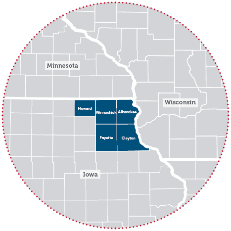 A map of Iowa counties service plan