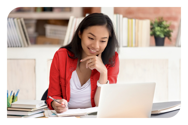 A woman working at a desk