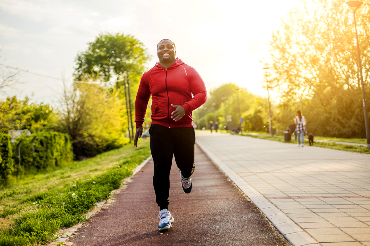 A man jogging on a path