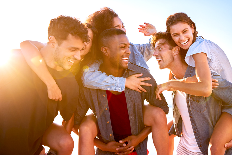 A group of young individuals having a good time