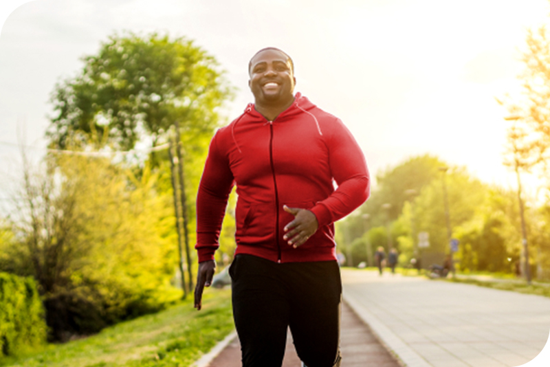 A man jogging in a park