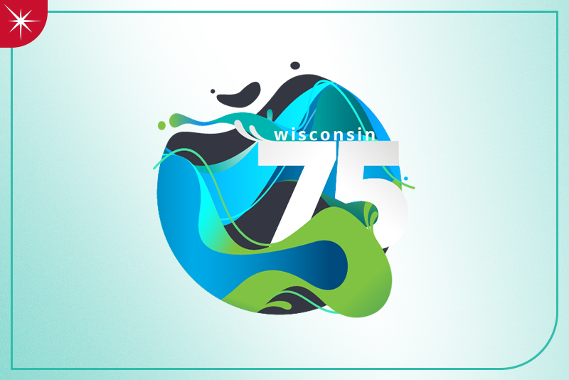 Deloitte Wisconsin 75 Logo with a Quartz spark icon and teal outline