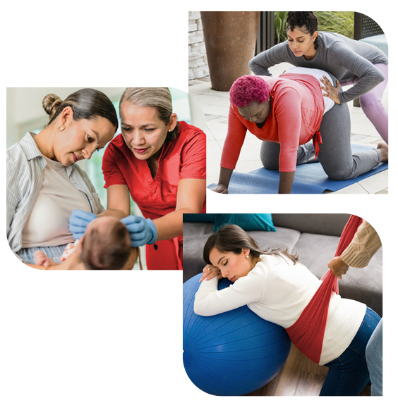 Three collages of doula support